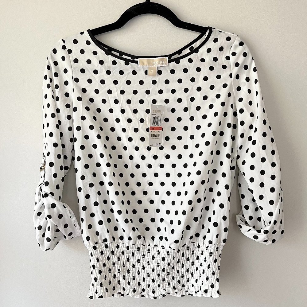 Michael Michael Kors Polka Dot Blouse Black and White XS NWT